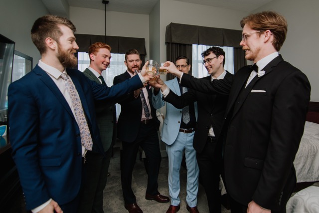 Candid moment from Liv and David's Whistler wedding